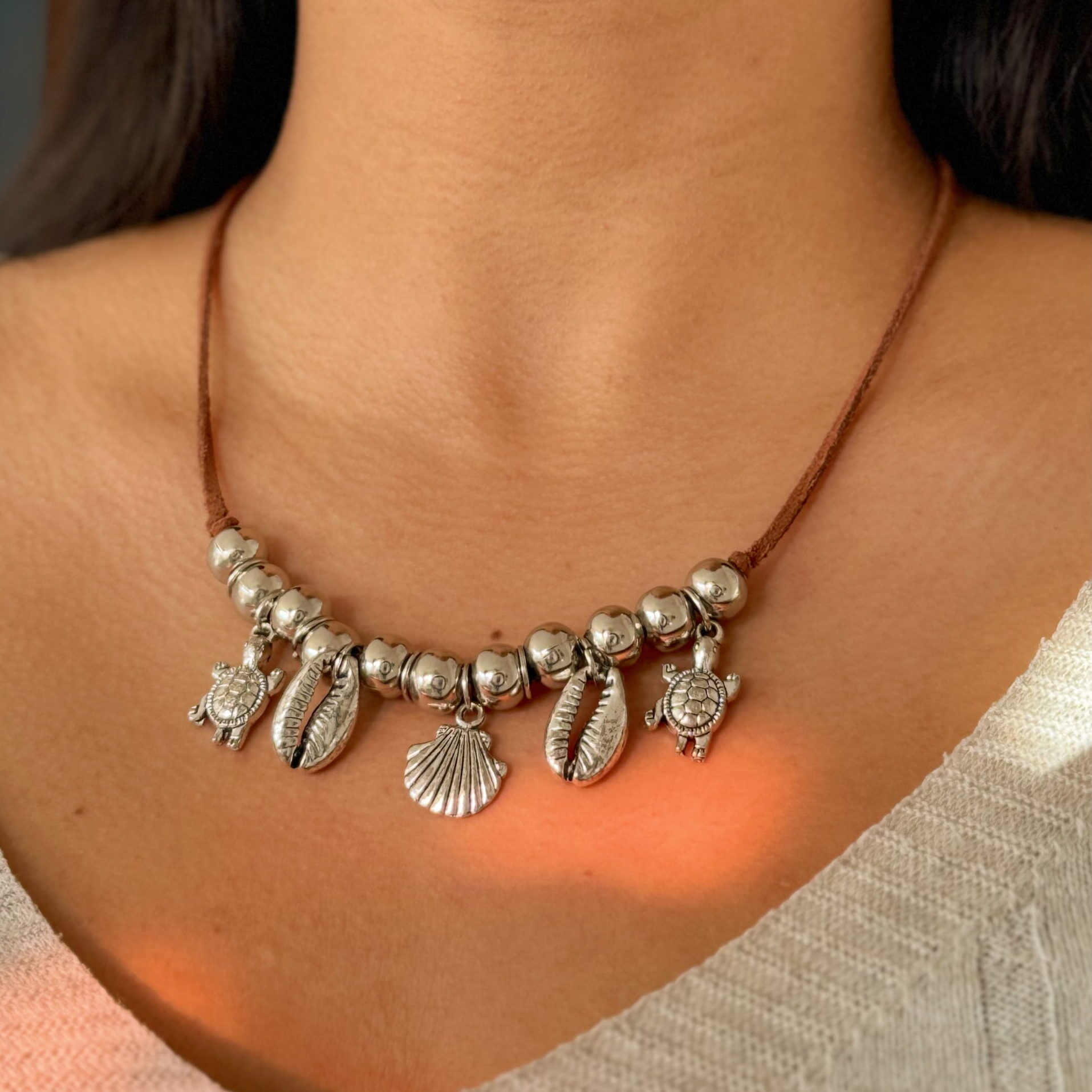 COLLAR BALI - cordon marron🐚🌈