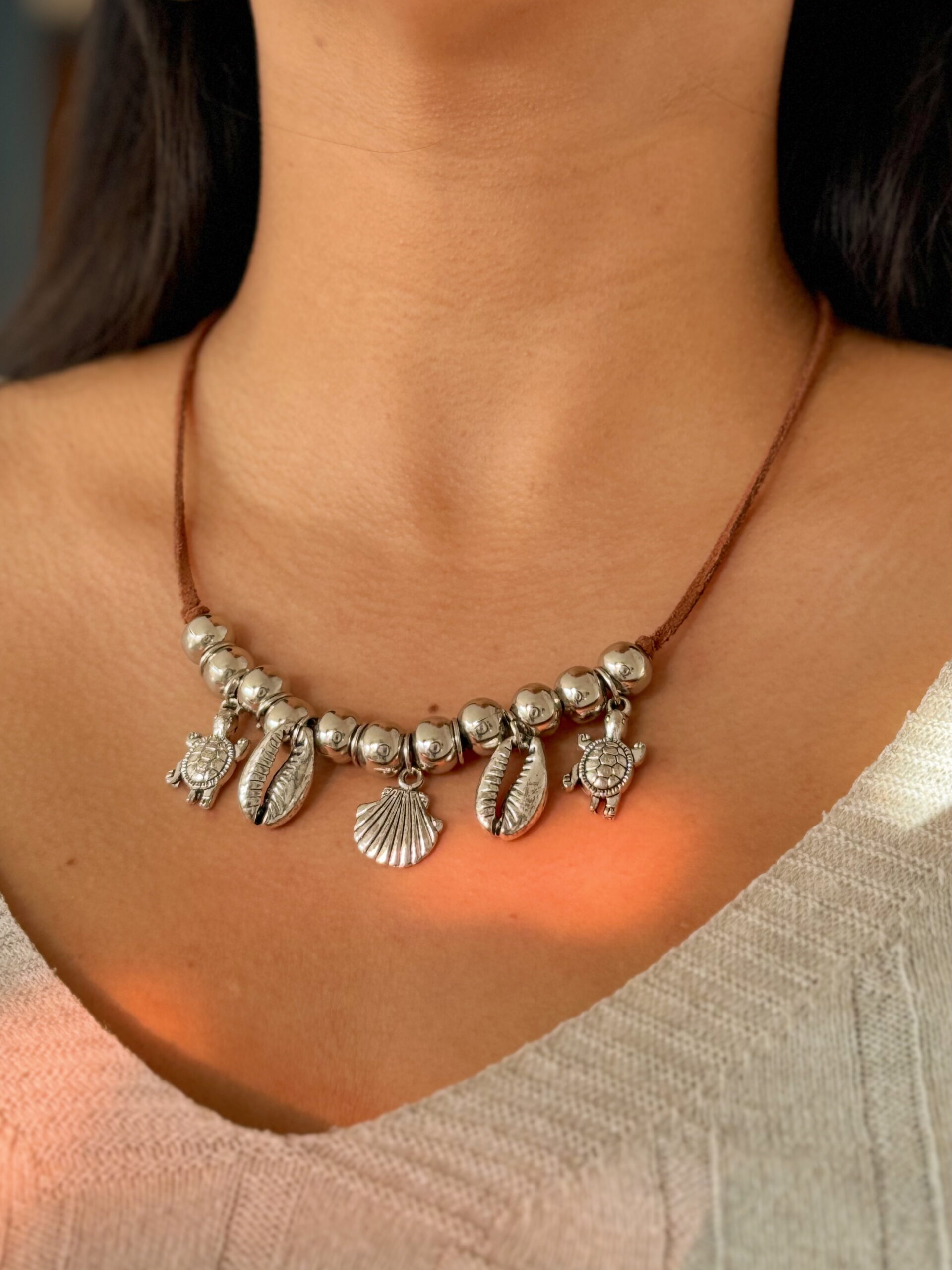 COLLAR BALI - cordon marron🐚🌈
