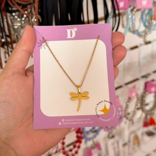COLLAR LIBELULA - ACERO DORADO 💫