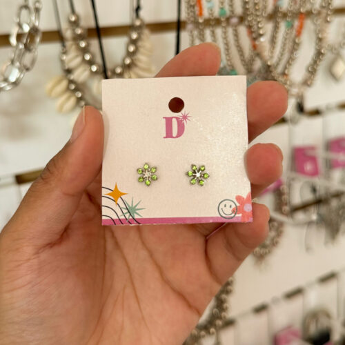 AROS MINI CON STRASS - FLOR 🌸✨
